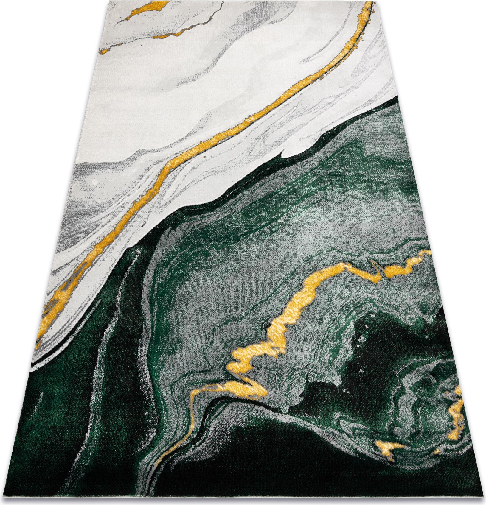 Dywan EMERALD ekskluzywny 1017 glamour, stylowy marmur butelkowa zieleń / złoty zielony 160x220 cm
