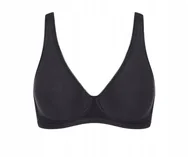 Biustonosze - SLOGGI CZARNY MIĘKKI BAWEŁNIANY BIUSTONOSZ Z DELIKATNĄ LAMÓWKĄ 90C J5C - miniaturka - grafika 1