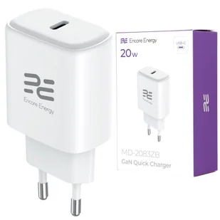 Nowa ładowarka sieciowa GaN 20W USB-C QC PD Encore Energy MD-2083ZB - Ładowarki do telefonów - miniaturka - grafika 1