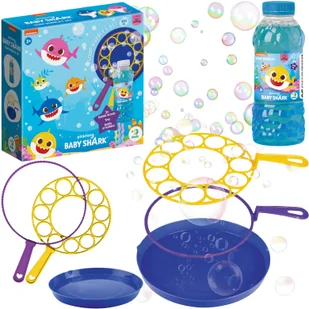 Mega Zestaw Bańki Mydlane Rekiny Baby Shark Duże Różdżki Tacka Płyn 450 ml - Bańki mydlane - miniaturka - grafika 1