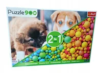 Puzzle - Puzzle 900 el. 2 w 1 - Małe pieski Kolorowe piłeczki 93521 - miniaturka - grafika 1