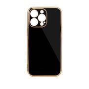 Etui i futerały do telefonów - Lighting Color Case etui do iPhone 13 Pro żelowy pokrowiec ze złotą ramką czarny - miniaturka - grafika 1