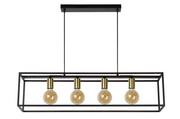 Lampy sufitowe - Lucide Ruben 00424/04/30 Lampa wisząca zwis oprawa 4x40W E27 czarna/satynowy mosiądz - miniaturka - grafika 1
