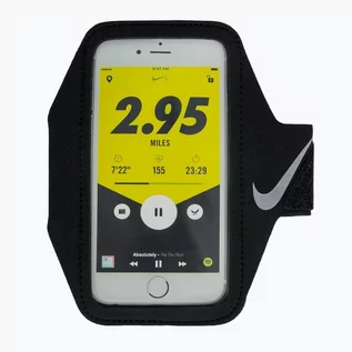 Etui i futerały do telefonów - Opaska na telefon do biegania Nike Lean Arm Band black/black/silver - grafika 1
