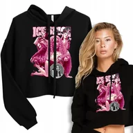 Bluzy damskie - BLUZA CROPPED Z KAPTUREM Krótka Damska Czarna Na Prezent ICE SPICE Wzory L - miniaturka - grafika 1