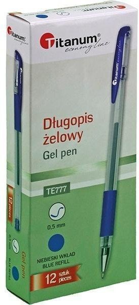 Długopis żelowy 0,5mm niebieski 12szt