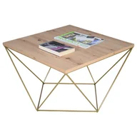 Ławy i stoliki kawowe - Druciany stolik kawowy dąb artisan+ złoty G7-C86 - miniaturka - grafika 1