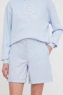 Spodenki damskie - Tommy Hilfiger szorty damskie kolor niebieski gładkie high waist - miniaturka - grafika 1