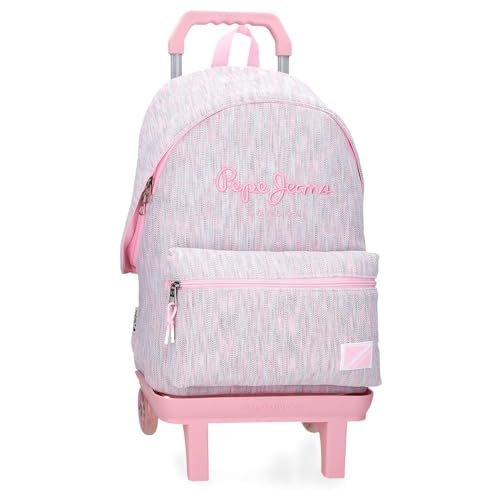 Pepe Jeans Miri Plecak szkolny z wózkiem Różowy 31x42x17,5 cms Poliester 22,79L by Joumma Bags, Różowy, plecak szkolny na kółkach