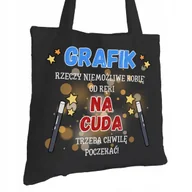 Torby i wózki na zakupy - Torba Bawełniana dla Grafika Czarna Na Prezent Ekologiczna Trwały Nadruk - miniaturka - grafika 1