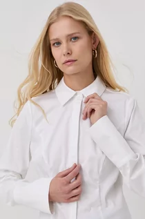 Koszule damskie - Notes du Nord Notes du Nord koszula damska kolor biały slim z kołnierzykiem klasycznym - grafika 1
