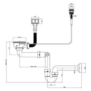 QUADRON Syfon zlewu 90 mm prostokąt 1-KOMOROWY AUTOMAT oszczędzający miejsce złoty QUADRON - Syfony - miniaturka - grafika 6