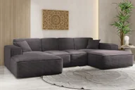 Narożniki - Sofa w kształcie U SIENA narożnik tkanina Poso ciemnoszary - miniaturka - grafika 1