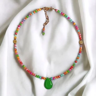Choker : summer collection :: kolorowa muszla, jadeit - Naszyjniki - miniaturka - grafika 1