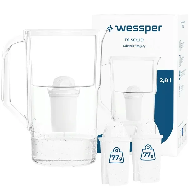 Plastikowy dzbanek filtrujący Wessper D1 SOLID 2,8l biały + 3x filtr