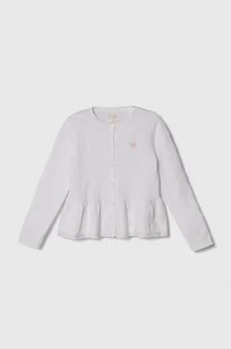 Swetry dla dziewczynek - Guess kardigan bawełniany dziecięcy kolor biały lekki - grafika 1