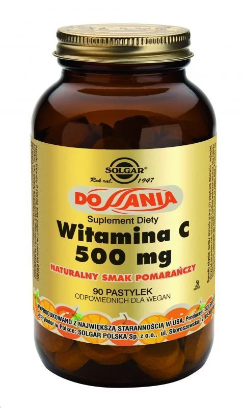 Solgar Witamina C 500 mg x 90 pastylek do ssania o smaku pomarańczowym