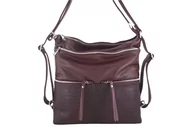 Plecaki worki - Torebka skórzana damska - worek / plecak A4 - Bordowa - Bordowy - miniaturka - grafika 1