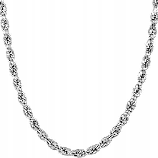 SREBRNY NASZYJNIK ŁAŃCUSZEK DAMSKI ROPE STAL SZLACHETNA CHIRURGICZNA 316L