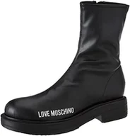 Botki damskie - Love Moschino Damskie botki St.tod.city40 Pu Stretch, czarne, rozmiar 39 UE - miniaturka - grafika 1