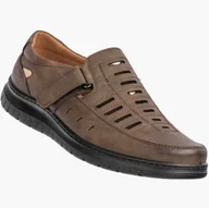 Półbuty męskie - Półbuty Męskie Ekoskóra Eleganckie Buty Brązowe Unisoft 26MN-9743 45 - miniaturka - grafika 1