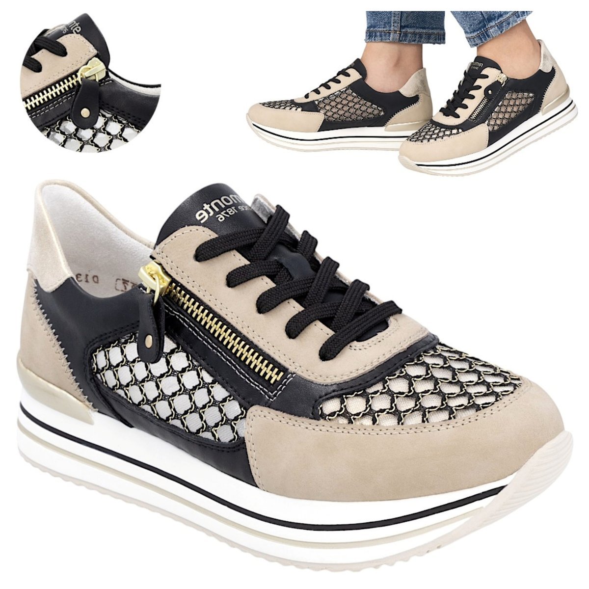 Półbuty Damskie sportowe Wygodne Sneakersy na platformie Remonte 38