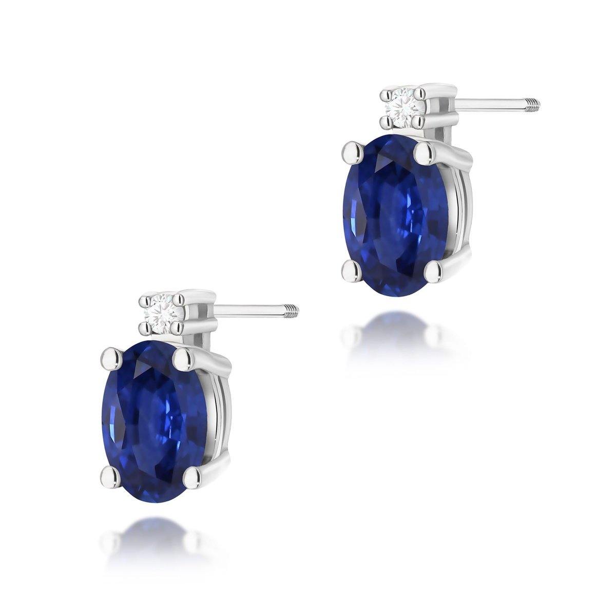 Złote kolczyki Szafir 2 x 0,70ct białe złoto sztyft zakręcany pr. 585