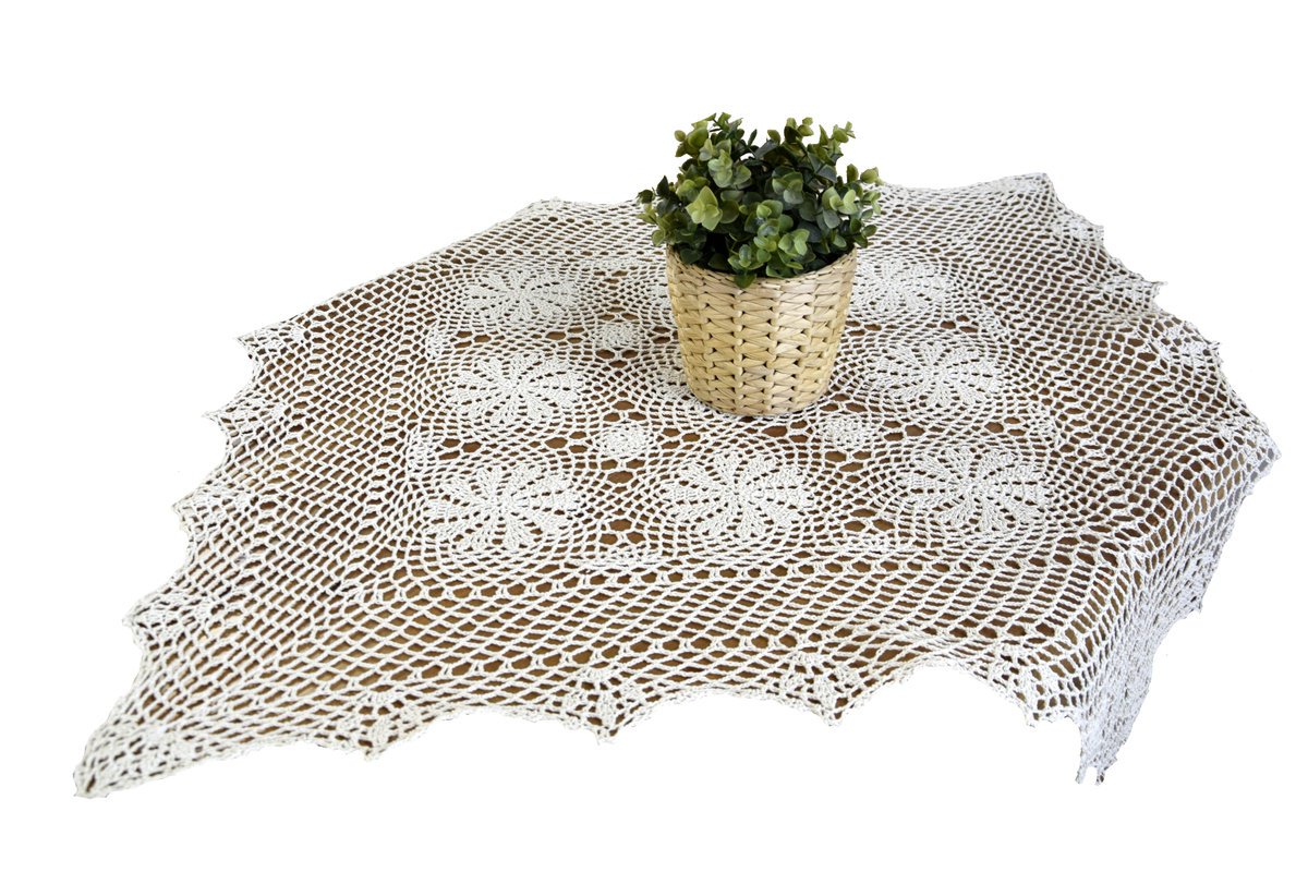 SERWETA Szydełkowa Kwadratowa 85x85 KWADRAT Koronkowy Naturalny Beżowy BOHO