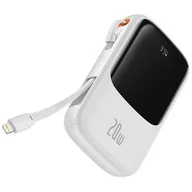 Powerbanki - Baseus Qpow Digital Display powerbank z szybkim ładowaniem 10000mAh 20W QC/PD/SCP/FCP z wbudowanym kablem Lightning biały - miniaturka - grafika 1