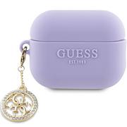 Akcesoria do słuchawek - Guess GUAP23DSLGHDU AirPods Pro 2 cover purpurowy/purple 3D Rubber 4G Diamond Charm - miniaturka - grafika 1