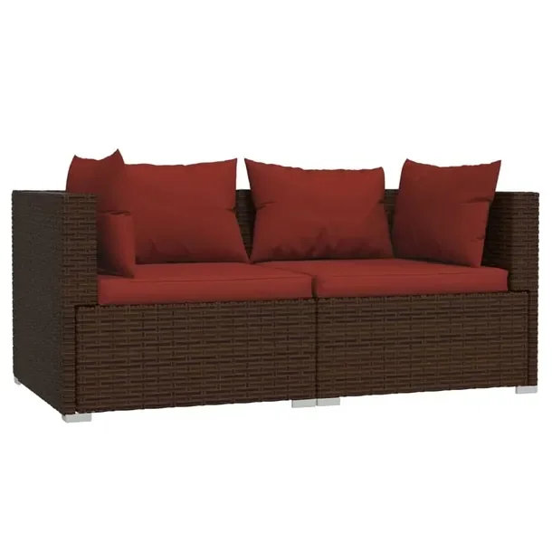 Zestaw Wypoczynkowy Zewnętrzny Rattan PE, 140 x 70 x 60,5 cm, Brązowy/Cyn