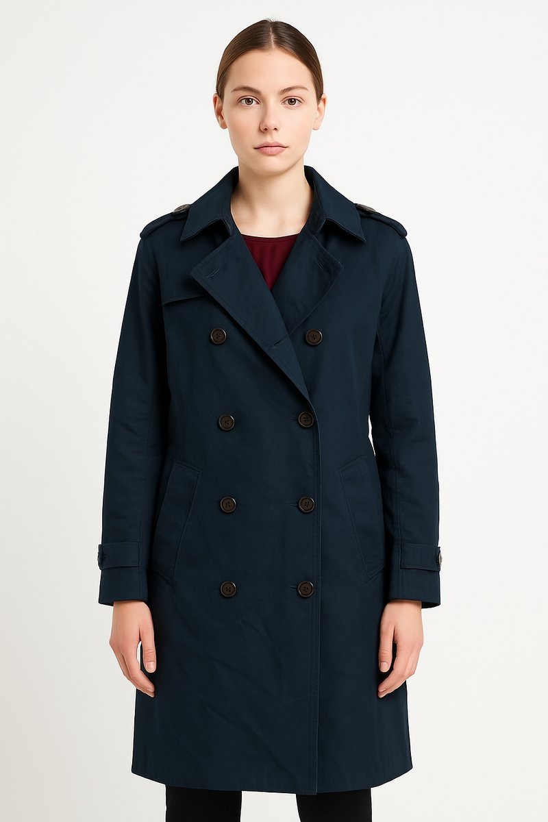 TOMMY HILFIGER GRANATOWY DWURZĘDOWY PŁASZCZ BAWEŁNIANY 46 6BA