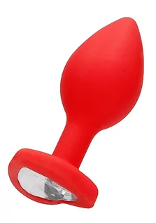 Korki analne - Ouch! Ouch! Diamond Heart Butt Plug Regular Red - grafika 1