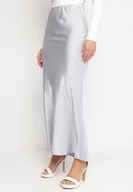 Spódnice - Niebieska Satynowa Spódnica Maxi Shapas - miniaturka - grafika 1