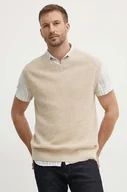 Swetry męskie - Calvin Klein kamizelka lniana kolor beżowy  K10K113494 - miniaturka - grafika 1