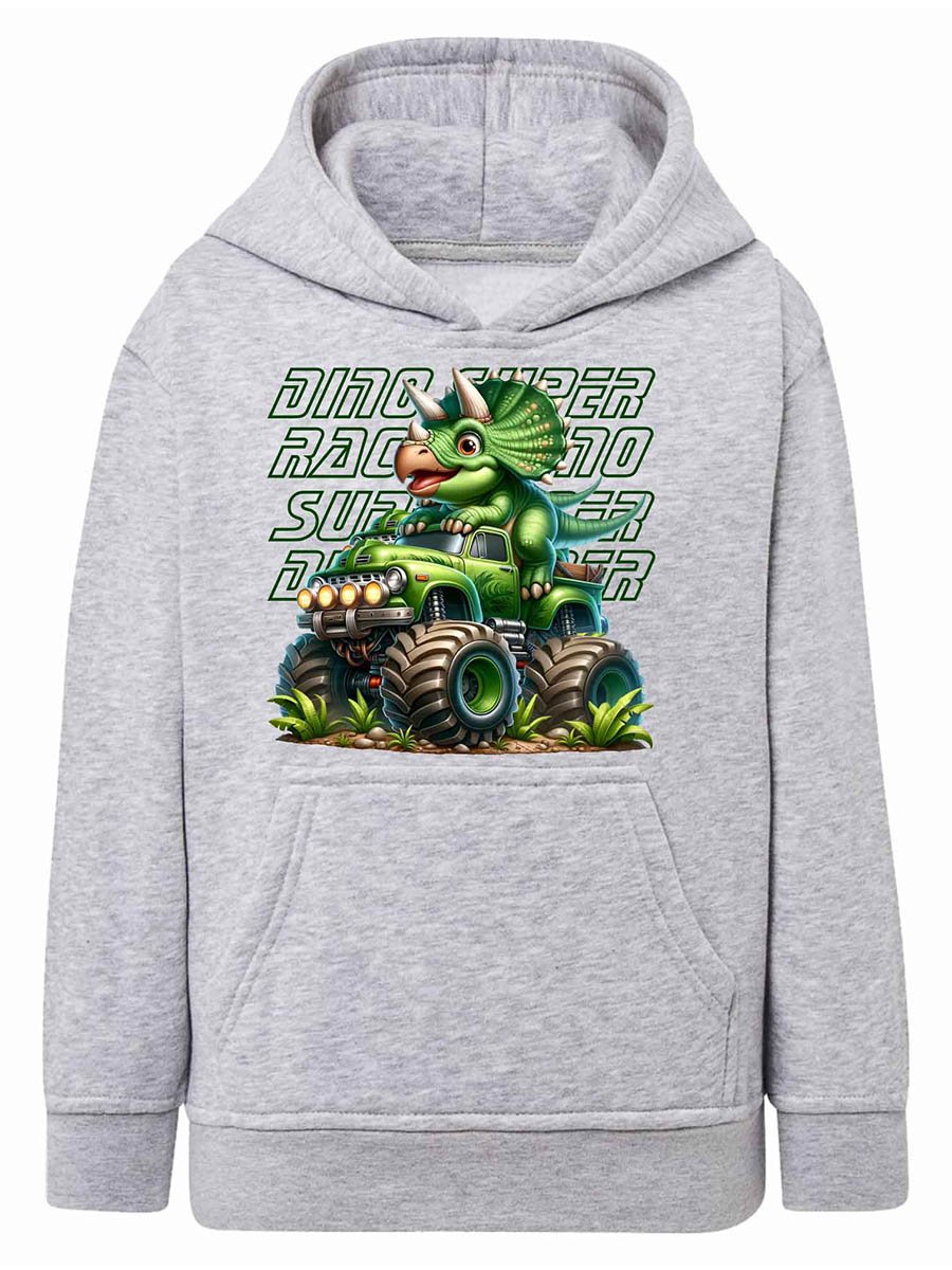 Chłopięca bluza z kapturem Dino super racer szara Tup Tup r.122/128