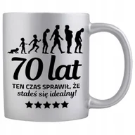 Kubki - KUBEK SREBRNY PREZENT NA 70 URODZINY TEN CZAS SPRAWIŁ ŻE JESTEŚ IDEALNY WZ - miniaturka - grafika 1