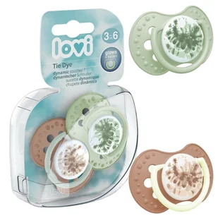 LOVI Dynamiczny Smoczek Silikonowy Uspokajający Tie Dye Green 3-6m 2 szt. - Smoczki uspokajające - miniaturka - grafika 1