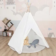 Namioty i tipi dla dzieci - shumee Biały namiot dziecięcy tipi z torbą peach skin 120x120x150cm - miniaturka - grafika 1