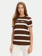 Koszulki i topy damskie - Tommy Hilfiger T-Shirt Script WW0WW45746 Brązowy Regular Fit - miniaturka - grafika 1
