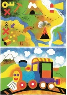 Kolorowanki, wyklejanki - Malowanie Piaskiem Piaskowe Obrazki - 2 Kolorowanki - Zabawki Kreatywne Dla Chłopców I Dziewczynek - 8 - Ciuchcia I Wyspa Skarbów - miniaturka - grafika 1