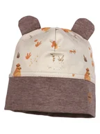 Czapeczki dla niemowląt - MaxiMo Czapka beanie w kolorze brązowo-kremowym - miniaturka - grafika 1