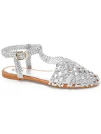 Sandały damskie - C'M Półsandały w kolorze srebrnym - miniaturka - grafika 1