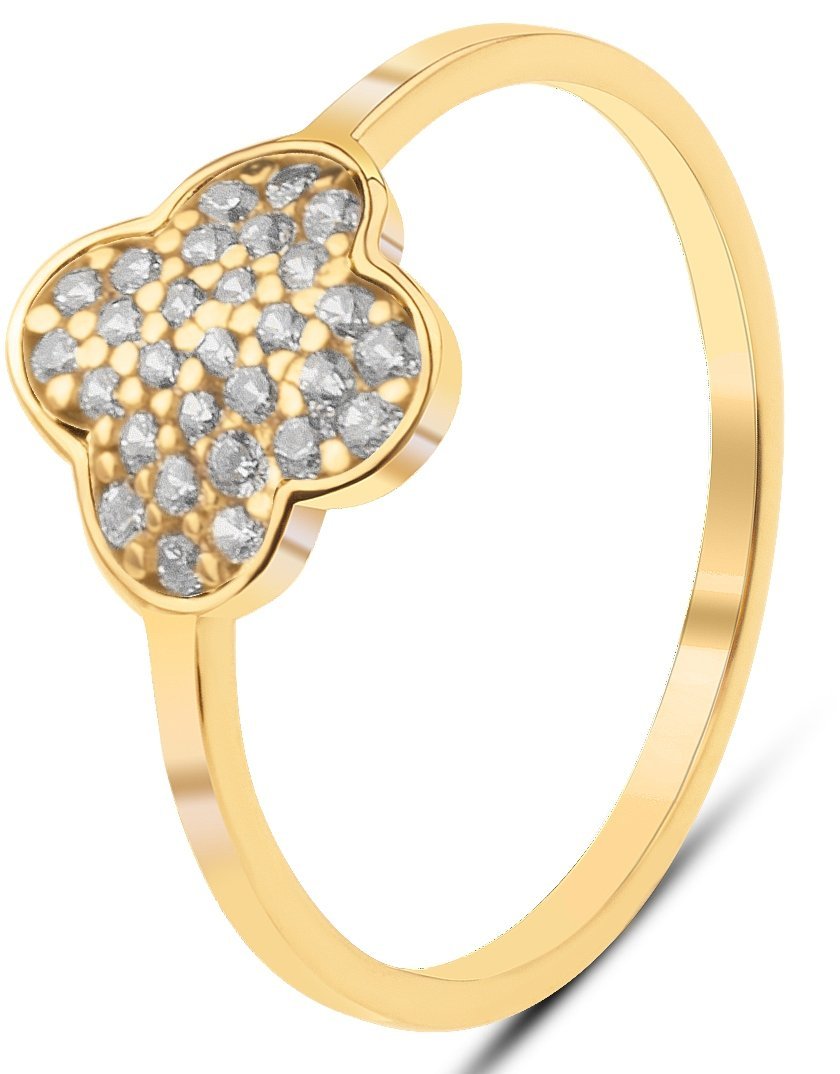 ZŁOTY PIERŚCIONEK KONICZYNKA Z BIAŁYMI KAMIENIAMI 333 8KT