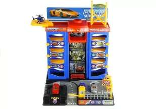 Import LEANToys ZESTAW DUŻY PARKING GARAŻ STACJA AUTKA HELIKOPTER LT3064-0 - Tory, garaże, parkingi - miniaturka - grafika 1