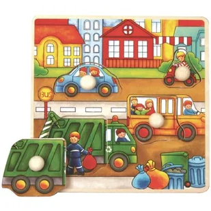 Czuczu Puzzle drewniane pinezki- Śmieciarka 17x17 7729 BRIMAREX - Puzzle - miniaturka - grafika 1