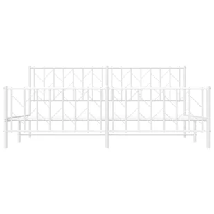 Metalowa rama łóżka z wezgłowiem i zanóżkiem, biała, 193x203 cm Lumarko! - Łóżka - miniaturka - grafika 6
