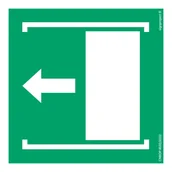 Systemy ekspozycyjne i znaki informacyjne - AE034 PRZESUNĄĆ W LEWO ABY OTWORZYĆ, FS - FOLIA SAMOPRZYLEPNA FOTOLUMINESCENCYJNA; (100X100MM) - miniaturka - grafika 1