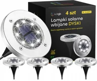 Lampy ogrodowe - LAMPKI SOLARNE LED ŚWIECĄCY DYSK x4 OGRODOWE WBIJANE GRUNTOWE Z CZUJNIKIEM - miniaturka - grafika 1