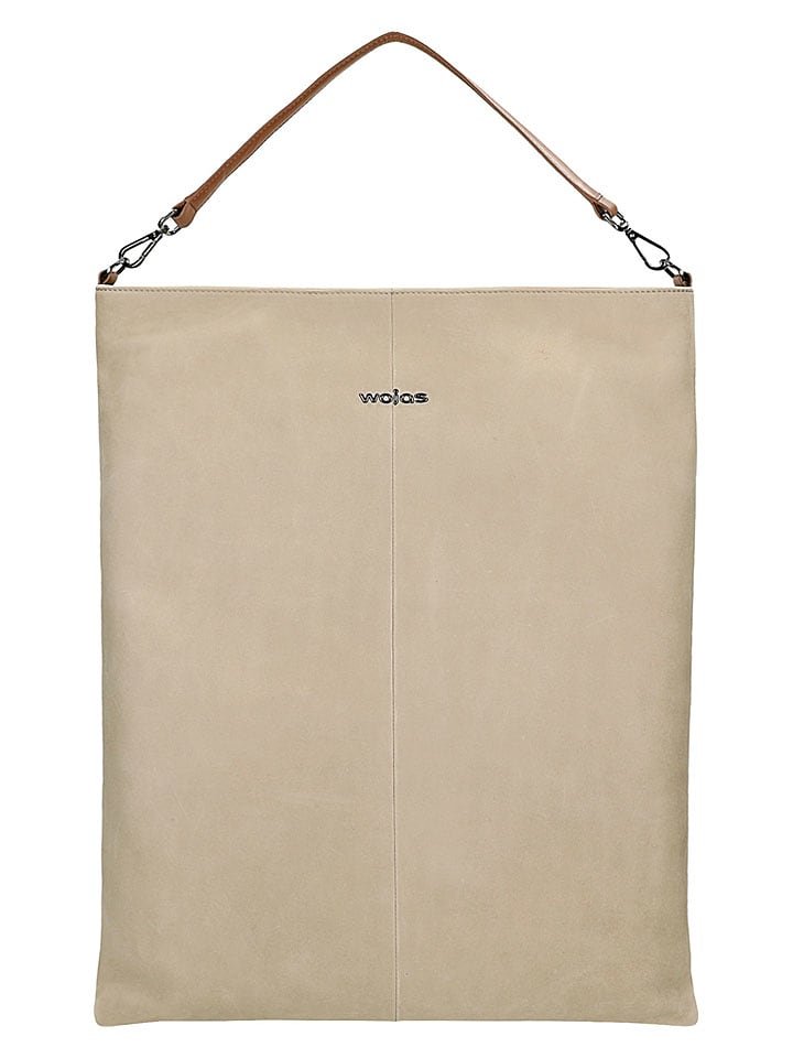Wojas Skórzana torebka w kolorze beżowym - 35 x 42 x 4 cm